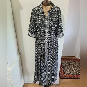 Max Studio Monochrome Floral Maxi Dress Large